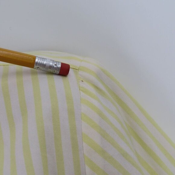 LOFT Ann Taylor Womens 6 Yellow White Stripe Collared Button Tie Blouse Shirt - Picture 3 of 11